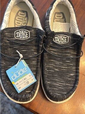 Hey Dude Boys Slip-On Knit Loafers in Charcoal Heather